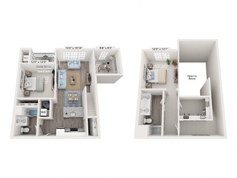 Two Bed Two Bath Loft 1326 sq.ft. at Brookfield Village Apartments in Brookfield, CT, 06804